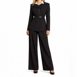 R&D Pinstripes Belted Blazer